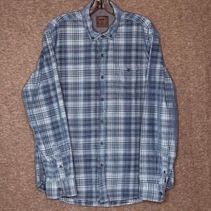 Legacy Copper & Oak Men's Plaid Flannel Shirt Blue Long Sleeve Button-Up Large